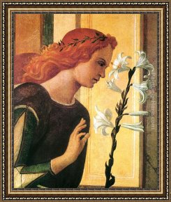 Gentile Bellini Framed Paintings - Angel Announcing [detail] by Giovanni Bellini